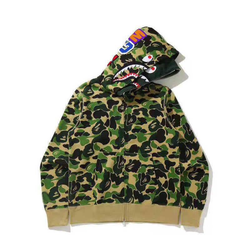 2023 New Trendy Brand Ape Head Shark Sweatshirt for Men and Women Street Hip-hop Trendy Cool Zipper Hooded Jacket Red camouflage - Image 3