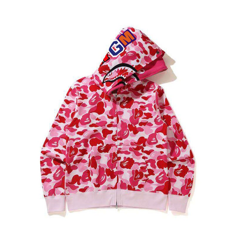 2023 New Trendy Brand Ape Head Shark Sweatshirt for Men and Women Street Hip-hop Trendy Cool Zipper Hooded Jacket Red camouflage - Image 1
