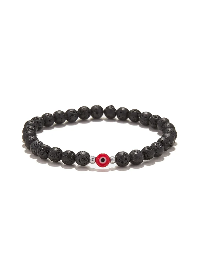 CHRYSOSTOMOS Handmade Bracelet Red For Men with Lava & Evil Eye