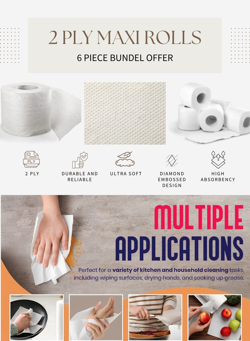 TAJ BAZAAR SIX MAXI ROLLS BUNDLE 600 GRAM PER ROLL TWO PLY - Image 4