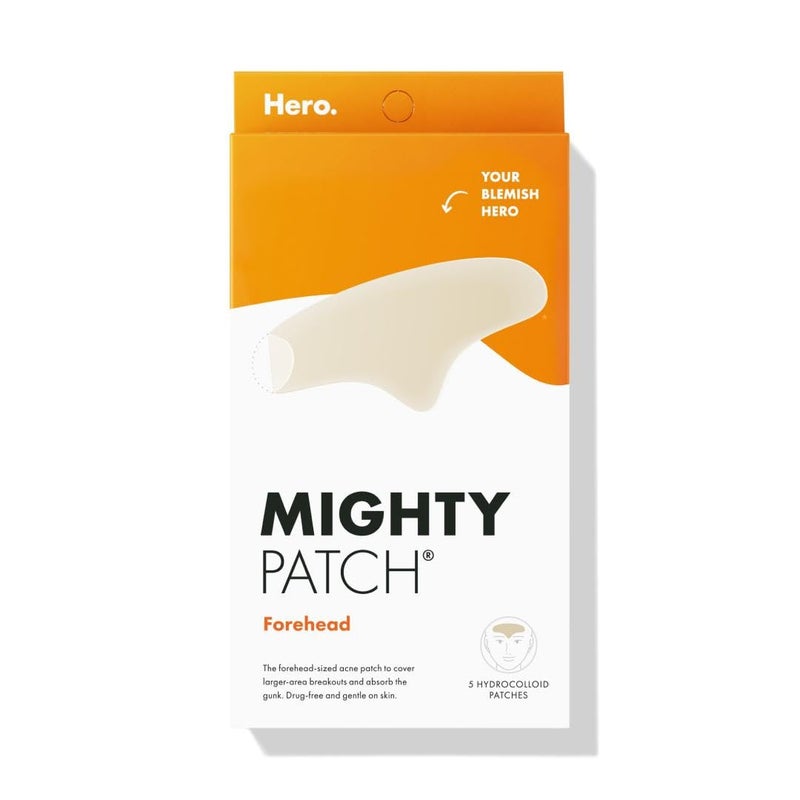 Mighty Patch Hero Cosmetics Mighty Patchâ„¢ Forehead Patch - Hydrocolloid Acne Pimple Patch, Contoured to Cover Larger Area of Zits and Blemishes - Drug-Free and Suitable for Sensitive Skin (5 Count) - Image 1