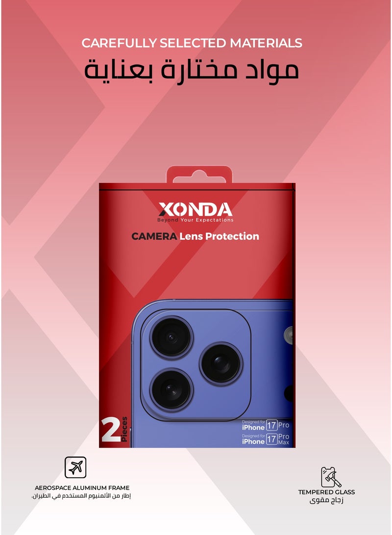 Xonda IPhone 17 Pro/Pro Max Camera Lens Protector, Blue Color - HD Clarity, Easy and Precise Installation, Scratch Resistant,2-Pieces . - Image 5