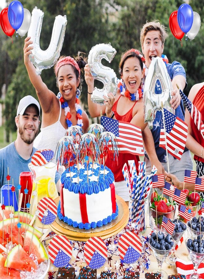 HOWAF 220pcs 4th of July Cocktail Picks USA Flag Drink Umbrellas Fruit Sticks Toothpicks Red Blue White Star Picks for Independence Day Party Drink Decorations, Patriotic Party Food Drink Pick - Image 5