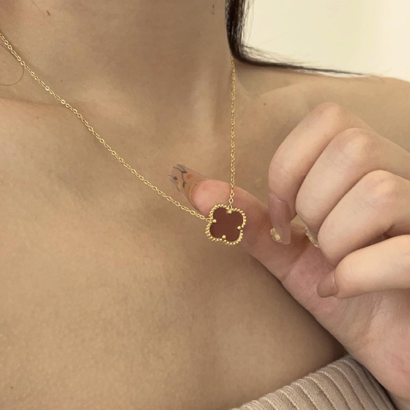 AIPPK Clover Pendant Necklace for Women 18K Gold Plated Four Leaf Clover Necklace Lucky Simple Jewelry Gifts for Women (Dark blue) - Image 5
