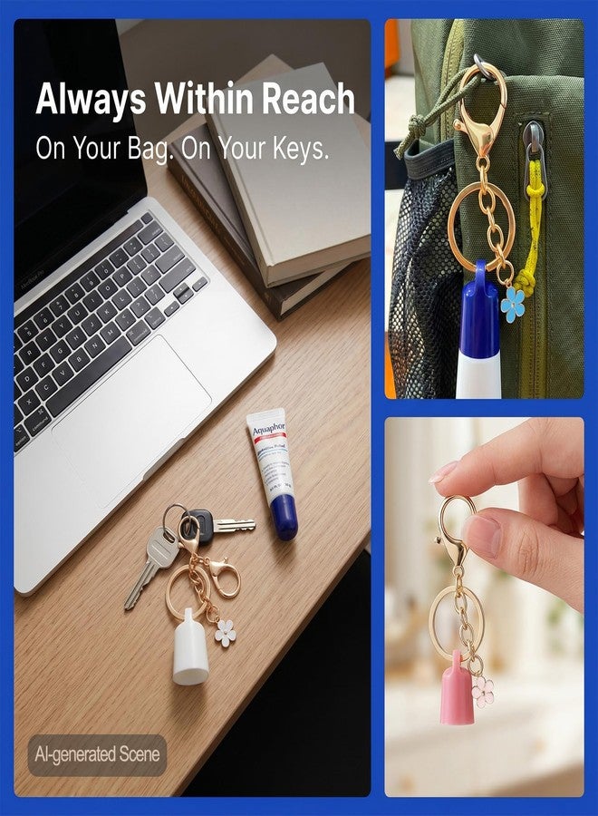 Beofinest 4 PCS Keychain Cap for Aquaphor 0.35 oz Lip Balm, Keychain Holder for Aquaphor Lip Repair-Polypropylene Cap Accessory, Leak-Proof Design with Portable Replacement Cap (4PCS(White+Black+Pink+Blue)) - Image 3