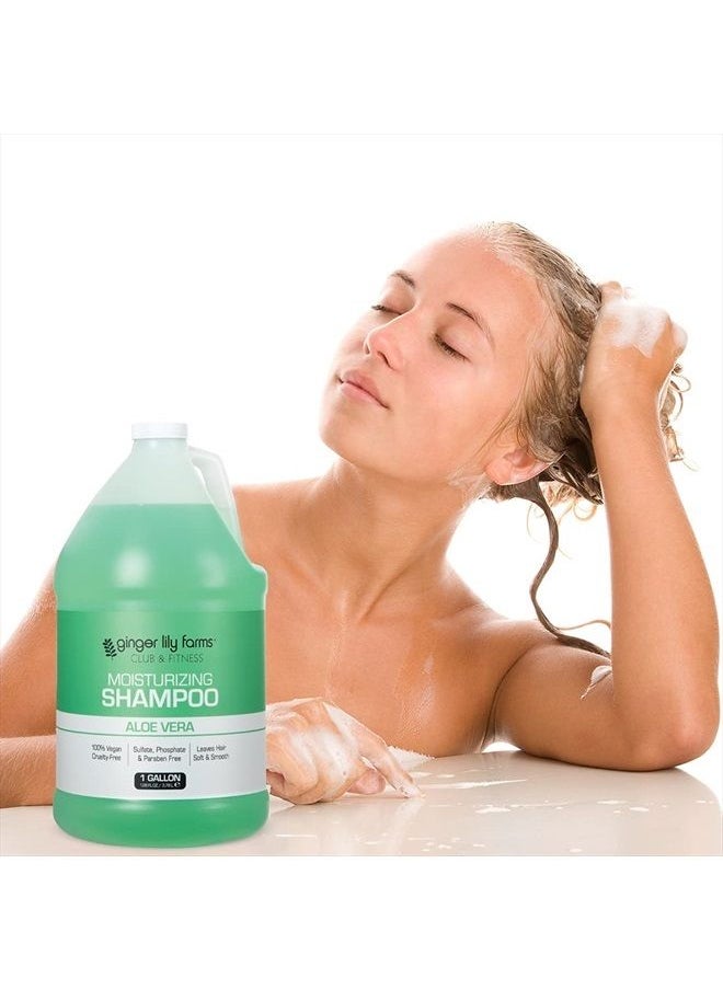 ginger lily farms - Club & Fitness Moisturizing Shampoo for All Hair Types, 100% Vegan & Cruelty-Free, Aloe Vera Scent, 1 Gallon (128 fl oz) Refill - Image 1