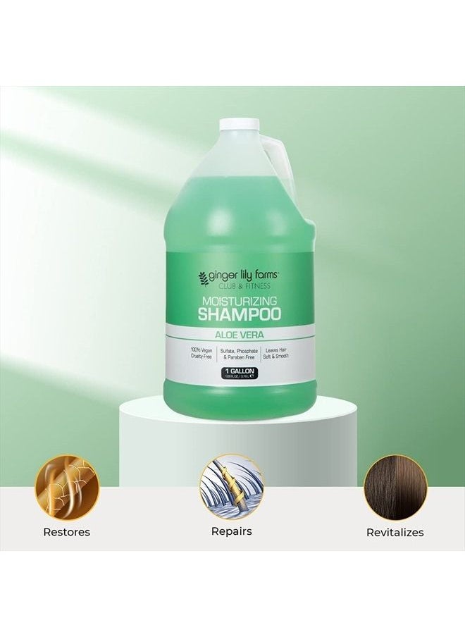 ginger lily farms - Club & Fitness Moisturizing Shampoo for All Hair Types, 100% Vegan & Cruelty-Free, Aloe Vera Scent, 1 Gallon (128 fl oz) Refill - Image 1