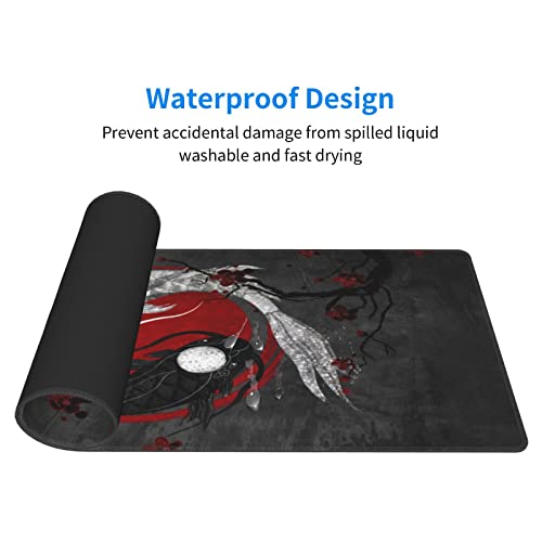 Yilad Japanese Yin and Yang Koi Carp Gaming Mouse Pad XL, Non Slip Rubber Base Mousepad, Stitched Edges Desk Pad, Extended Large Mice Pad,31.5 X 11.8 Inch - Image 5