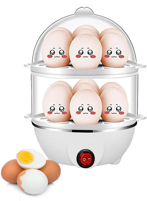 Electric Egg Boiler, Double Layer Egg Cooke with Automatic Shut Off, Egg Steamer for Heated Milk, Food