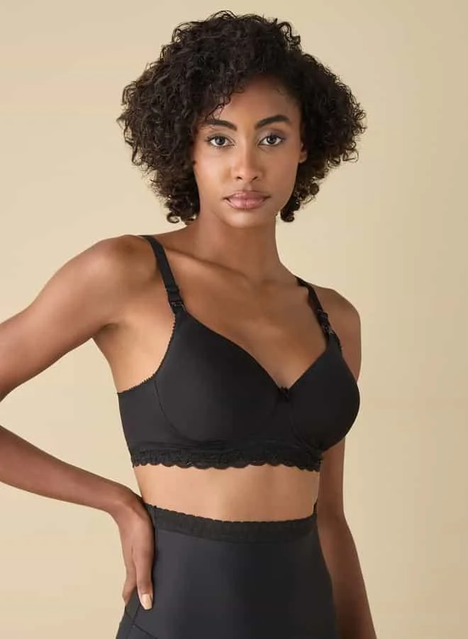 Splash FAV Lace Detail Solid Nursing Bra with Hook and Eye Closure