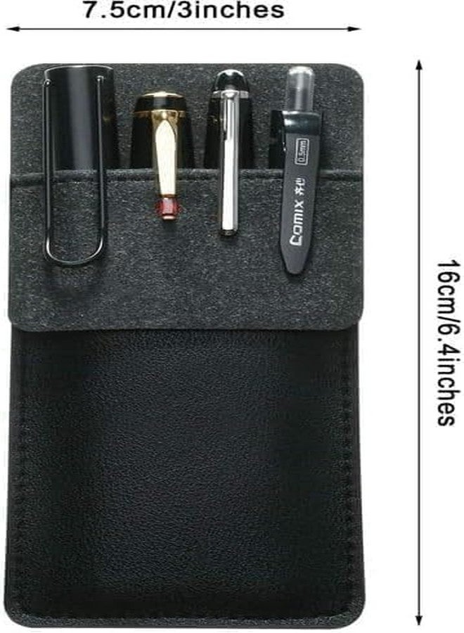 Pxiryanlow 1 Pc Black Premium Pocket Protector Pen Holder, PU Leather Pocket Organizer Pouch for Shirts Lab Coats Pants Pen Sleeve Writing and Correction Supplies - Image 2