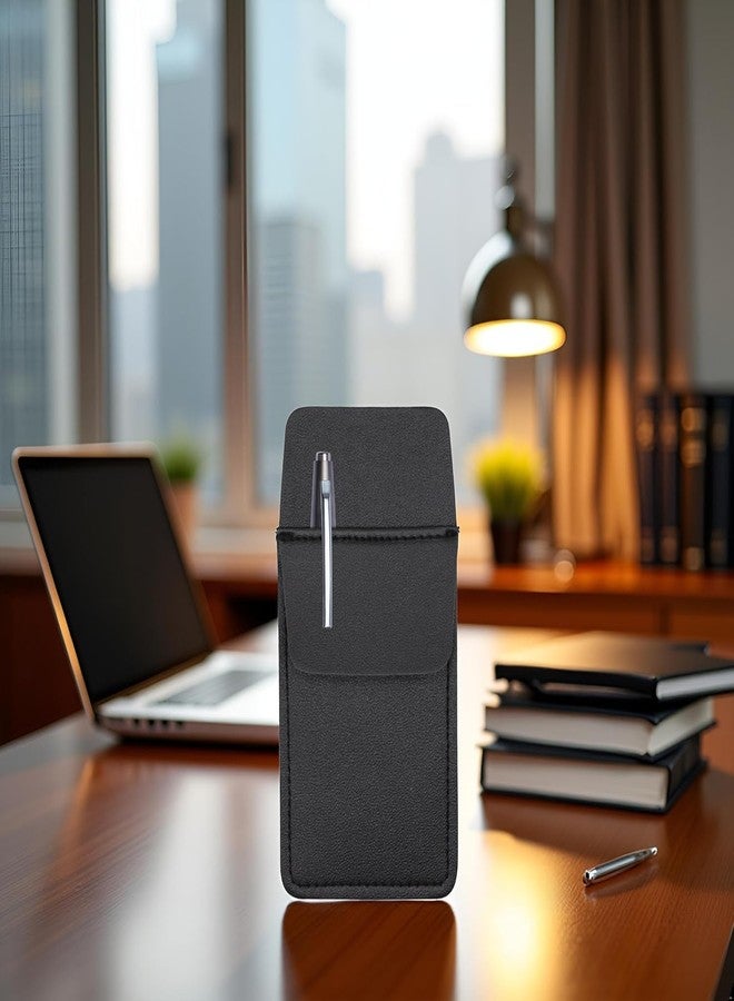 Pxiryanlow 1 Pc Black Premium Pocket Protector Pen Holder, PU Leather Pocket Organizer Pouch for Shirts Lab Coats Pants Pen Sleeve Writing and Correction Supplies - Image 3