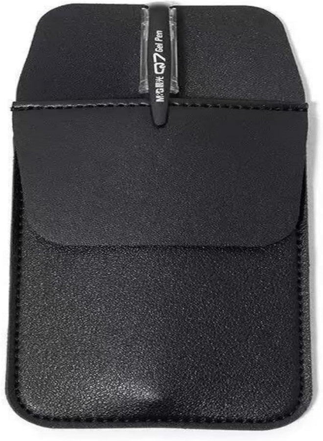 Pxiryanlow 1 Pc Black Premium Pocket Protector Pen Holder, PU Leather Pocket Organizer Pouch for Shirts Lab Coats Pants Pen Sleeve Writing and Correction Supplies - Image 1