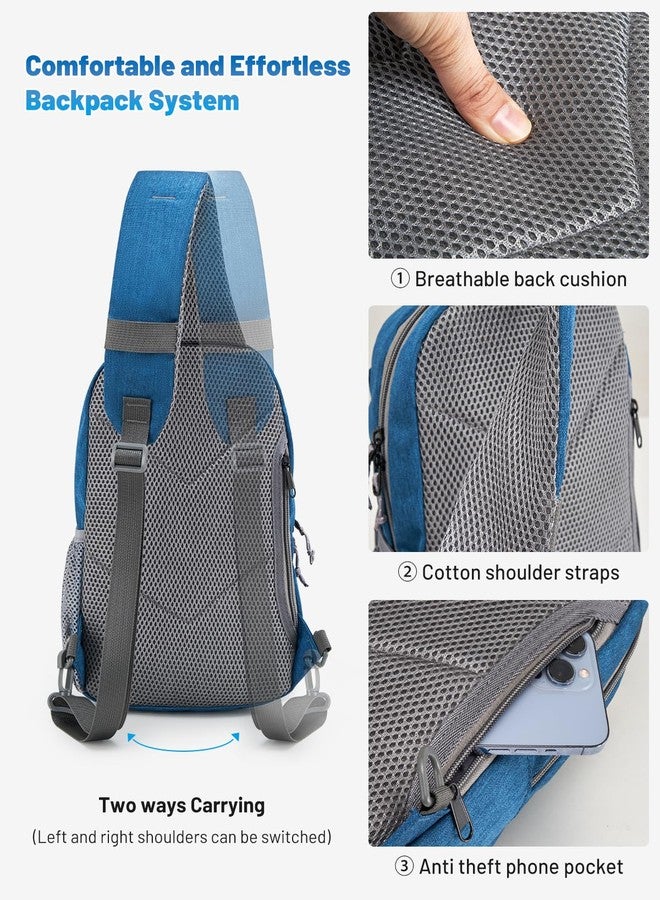 OIWAS Sling Bag Crossbody Backpack for Men, One Strap Backpack Hiking Daypack Chest Bag for Women Large Capacity Water Resistant Shoulder Chest Bags (blue) - Image 4