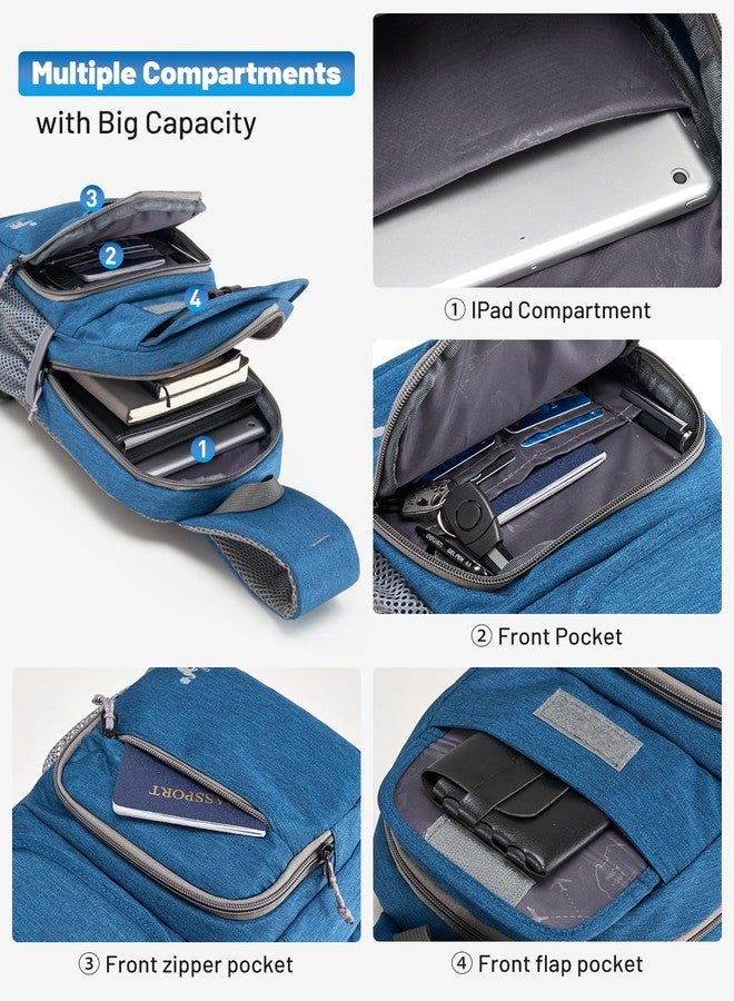 OIWAS Sling Bag Crossbody Backpack for Men, One Strap Backpack Hiking Daypack Chest Bag for Women Large Capacity Water Resistant Shoulder Chest Bags (blue) - Image 3