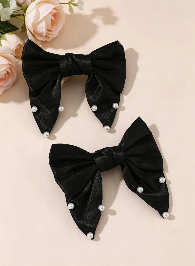 Take Two Set of 2 - Pearl Bow Hair Clips