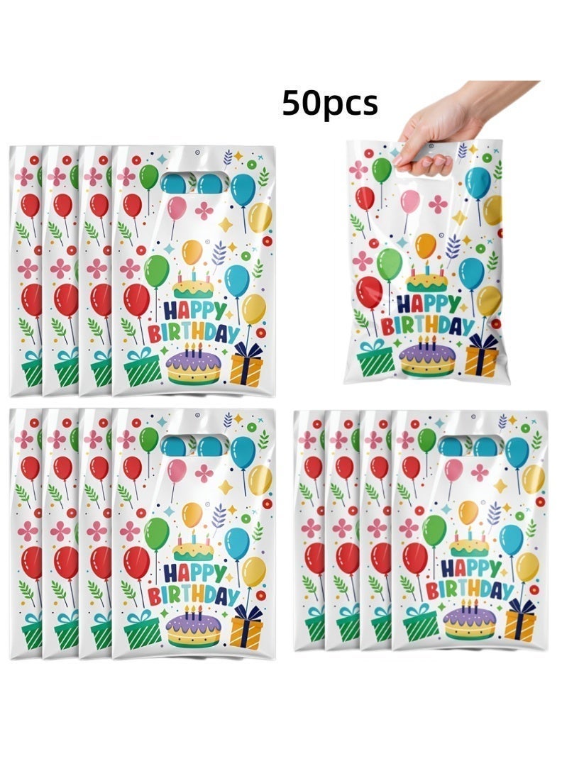 Balloon World 50pcs Birthday Party Gift Bags, Gift Packaging Bag Reusable Party Favor Bags with Handles, Gift Bag Candy Treat Bag for Baby Shower  Birthday Supplies 16cm*25cm - Image 1