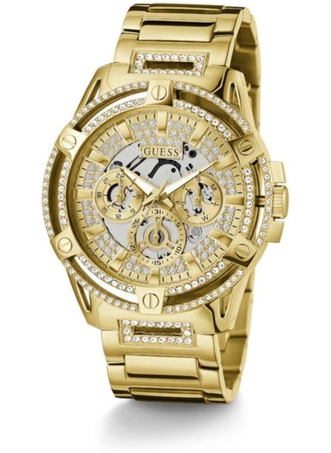 GUESS GUESS US Men's Gold-Tone Rhinestone Cut-Through Watch  - Image 4