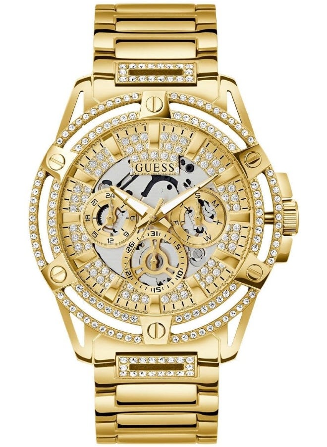 GUESS GUESS US Men's Gold-Tone Rhinestone Cut-Through Watch  - Image 1