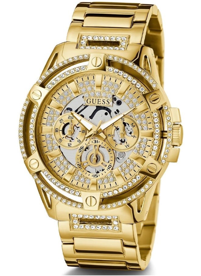 GUESS GUESS US Men's Gold-Tone Rhinestone Cut-Through Watch  - Image 2