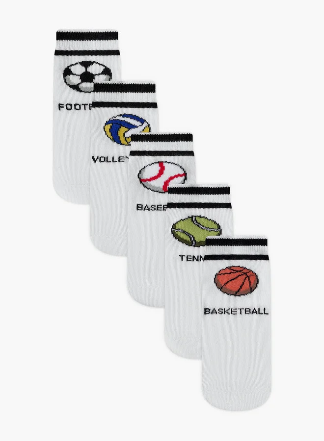 جونيورز Printed Ankle Length Socks - Set of 5