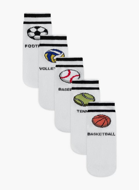 Printed School Ankle Length Socks - Set Of 5