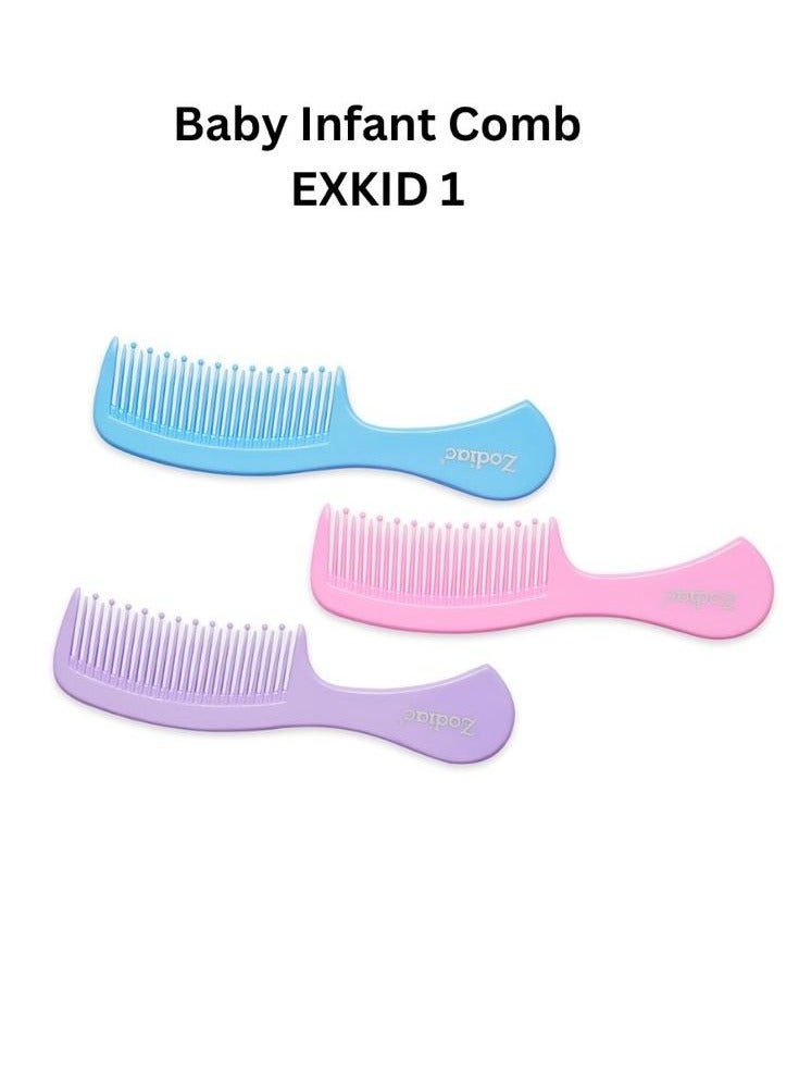 زودياك مجموعة أمشاط زودياك إكسكيد ١ للأطفال - عبوة من ٣ أمشاط ناعمة الأطراف | متعددة الألوان، ناعمة وآمنة للعناية بشعر حديثي الولادة والأطفال الصغار