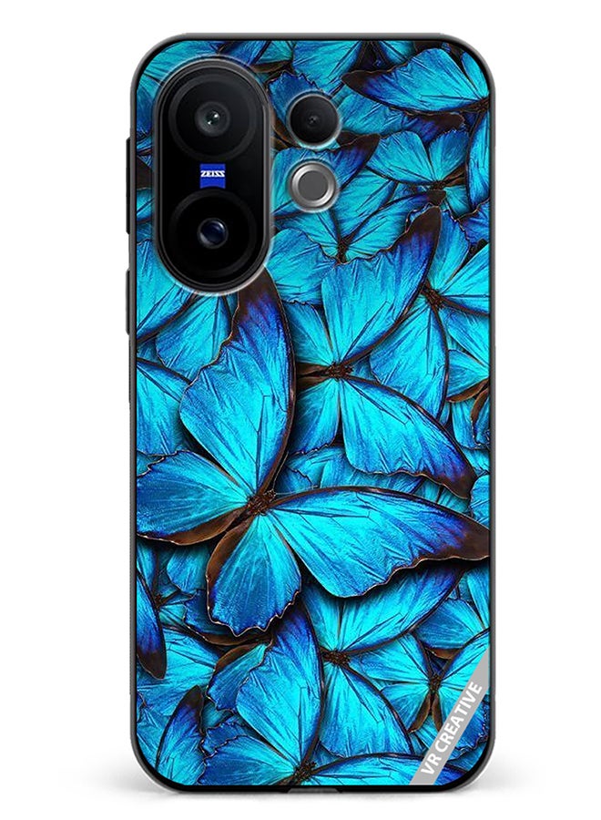 Protective Case Cover For Vivo X200 FE Blue Butterfly Design Multicolour