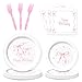 NUTTYBASH Pink Bow Birthday Party Supplies 96Pcs Coquette Birthday Decorations Includes Napinks Plates Forks Pink Bow Theme Tableware Party Supplies - Image 3