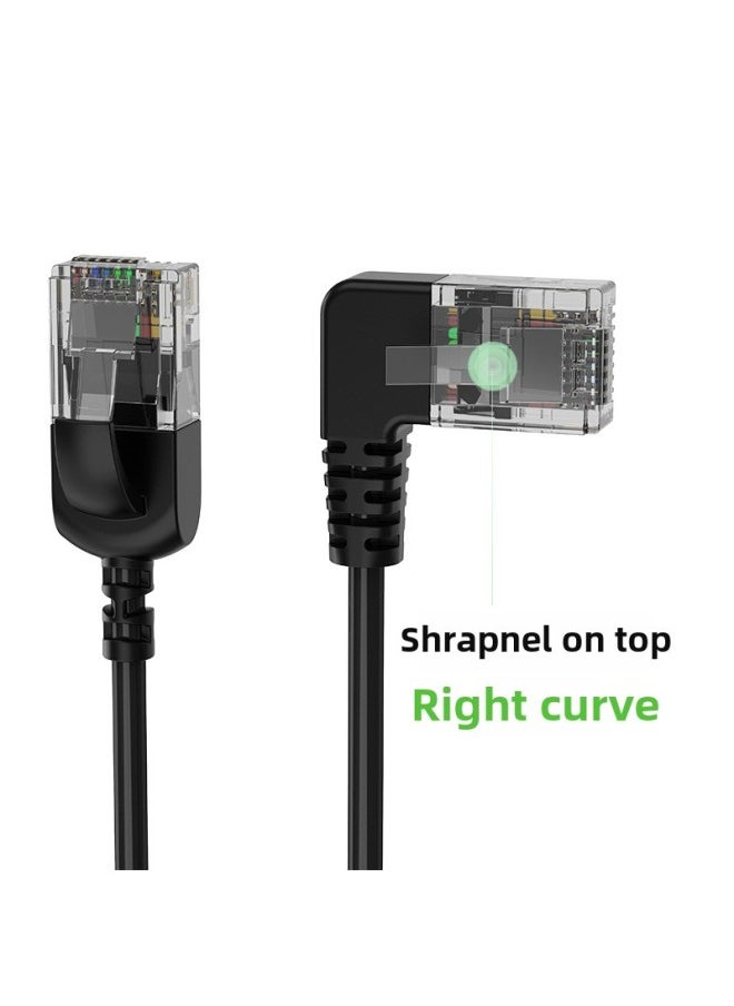 Generic RJ45 Network Cable Class 6 Gigabit High-speed Network Cable Ultra-fine Elbow Computer Connection Router Switch-Color:Straight To Right Bend-Line Length:2 M  - Image 1