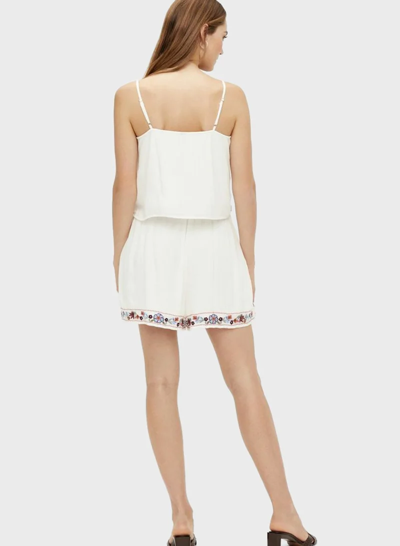YAS Embroidered Shorts