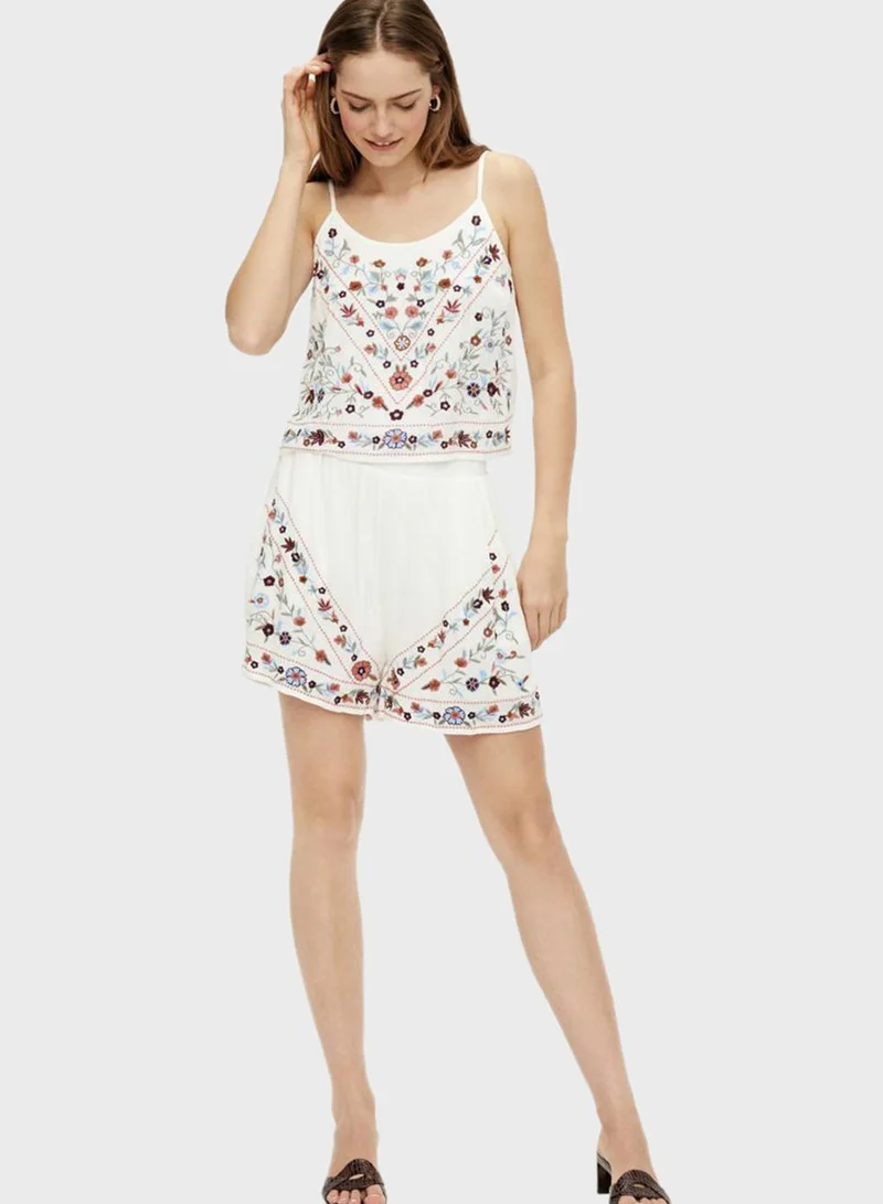 YAS Embroidered Shorts