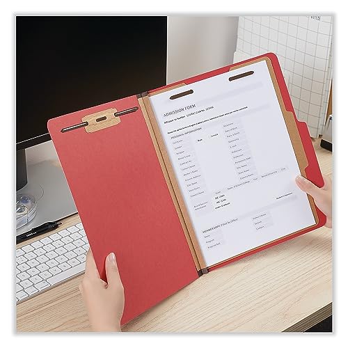 Universal UNV10203 Bright Colored Pressboard Classification Folders - Letter, Ruby Red (10/Box) - Image 2