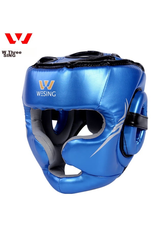 Nine Day Mountain Jiurishan Children's Combat Protective Gear Set, Sanda Boxing Training Equipment, Youth Gloves And Helmet, 6-piece Set, Blue, Size S - Image 2