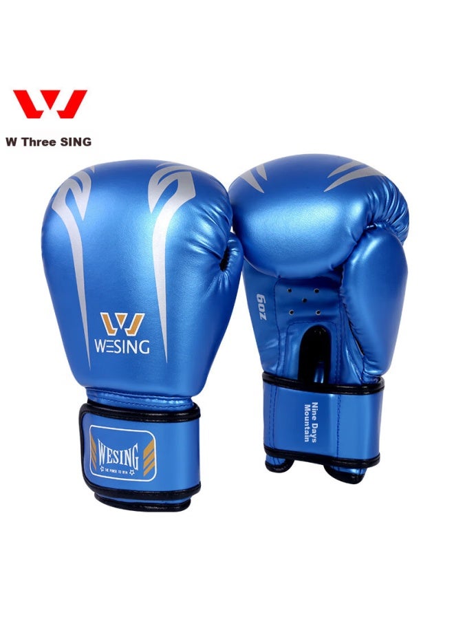 Nine Day Mountain Jiurishan Children's Combat Protective Gear Set, Sanda Boxing Training Equipment, Youth Gloves And Helmet, 6-piece Set, Blue, Size S - Image 1
