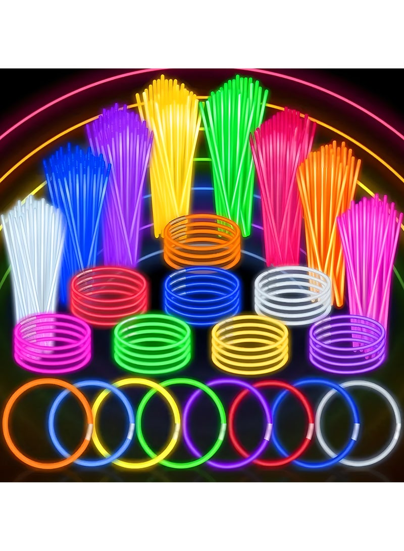 LIXADA 100pcs Ultra Bright Glow Sticks - 20.32cm Mixed Colors Bracelets & Necklaces, PVC Party Favors for Youngsters The Dark Party Supplies for Night Events Safety Party Favors Concerts Rave Sports, Gift for Kids Age 3+ (Sticks Random Color) - Image 1