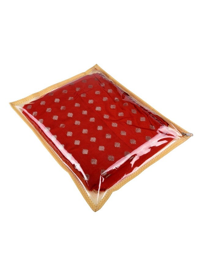 Kuber Industries Saree Cover | Elephant Design Clothes Storage Bag | Single Packing Saree with Zip Closure | Wardrobe Organizer | Pack of 6 | Cream - Image 2