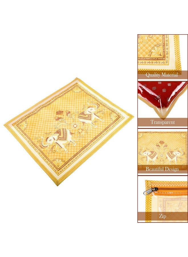 Kuber Industries Saree Cover | Elephant Design Clothes Storage Bag | Single Packing Saree with Zip Closure | Wardrobe Organizer | Pack of 6 | Cream - Image 4