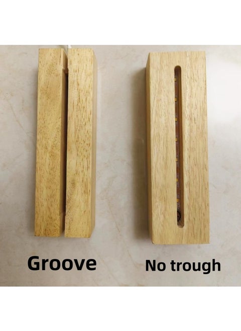 Solid Wood LED Lamp Luminous Base 3D Acrylic Night Light DIY Beech Table Lamp Rectangular Lighting Base-Color:Adjustable Brightness Three Color Light 1.5 Meters Switch Line-Dimensions:15*4.5 Thick Matte Board