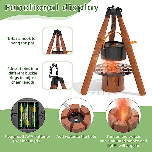 KOALA DIARY Kids Camping Toys Set - Pretend Play Camping Set with Food Toy, Spray Stove, Oil Lantern, Binoculars, Compass, Tableware, Watch & Storage Bag, Birthday for Ages 3+ - Image 3