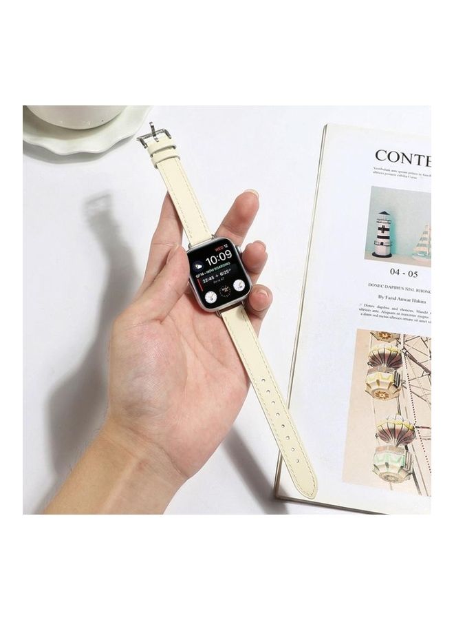 نيبمينينت سوار بديل لساعة أبل سيريز 7/6/5/4/3/2/1/SE مقاس 42/44/45 مم أبيض - Image 5