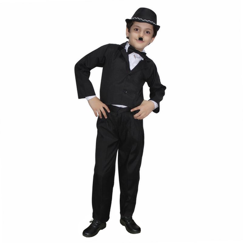 Kaku Fancy Dresses زي كاكو الفاخر لشخصية الكوميديا تشارلي شابلن - أسود وأبيض، 5-6 سنوات، للأولاد - Image 2