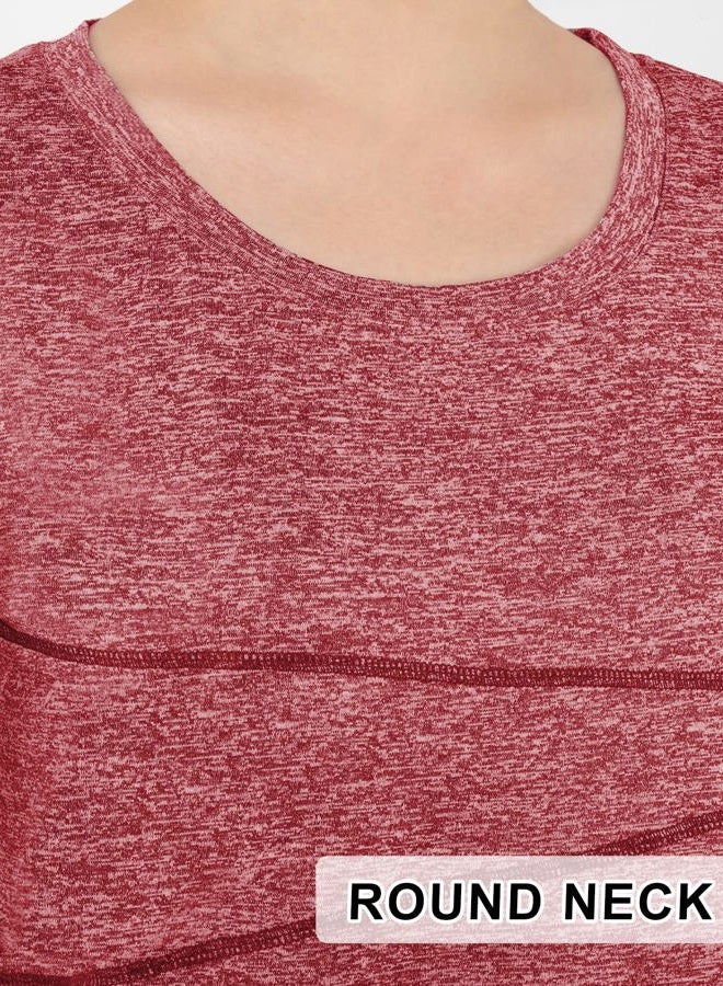 connche Kimmery Women's Short Sleeve Yoga Tops Activewear Running Workout T-Shirt, Red, L - Image 5