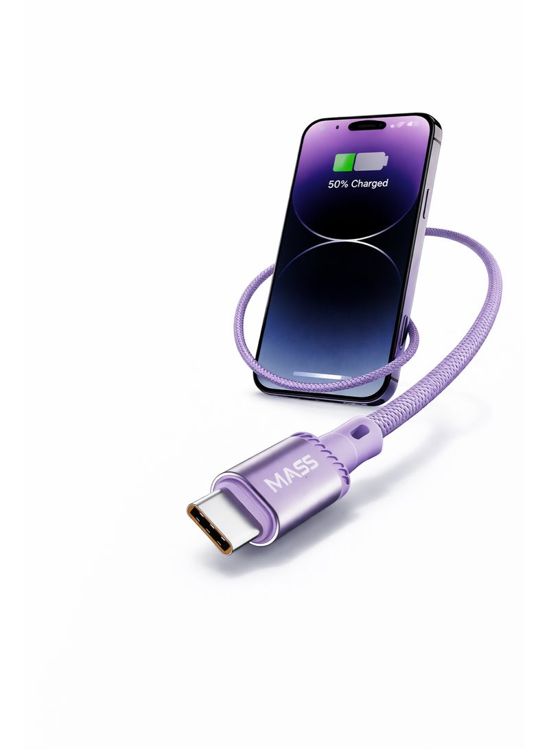 MASS USB-C Cable 1M Length, 3A Fast Charging, Nylon Braided Model: MA-05 for iPhone 15/ 15 Pro/ Huawei/Samsung Galaxy/Most Type C Phones, Car Carplay Compatible - 1 Year Local Warranty. - Image 3