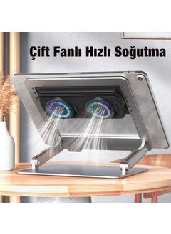 Polhammobile RGB Lighted Height Adjustable Double Fan Laptop Laptop Cooler Stand Laptop Desk  - Image 2