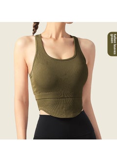Breathable Yoga Tank Top with Built-in Bra Deciduous green