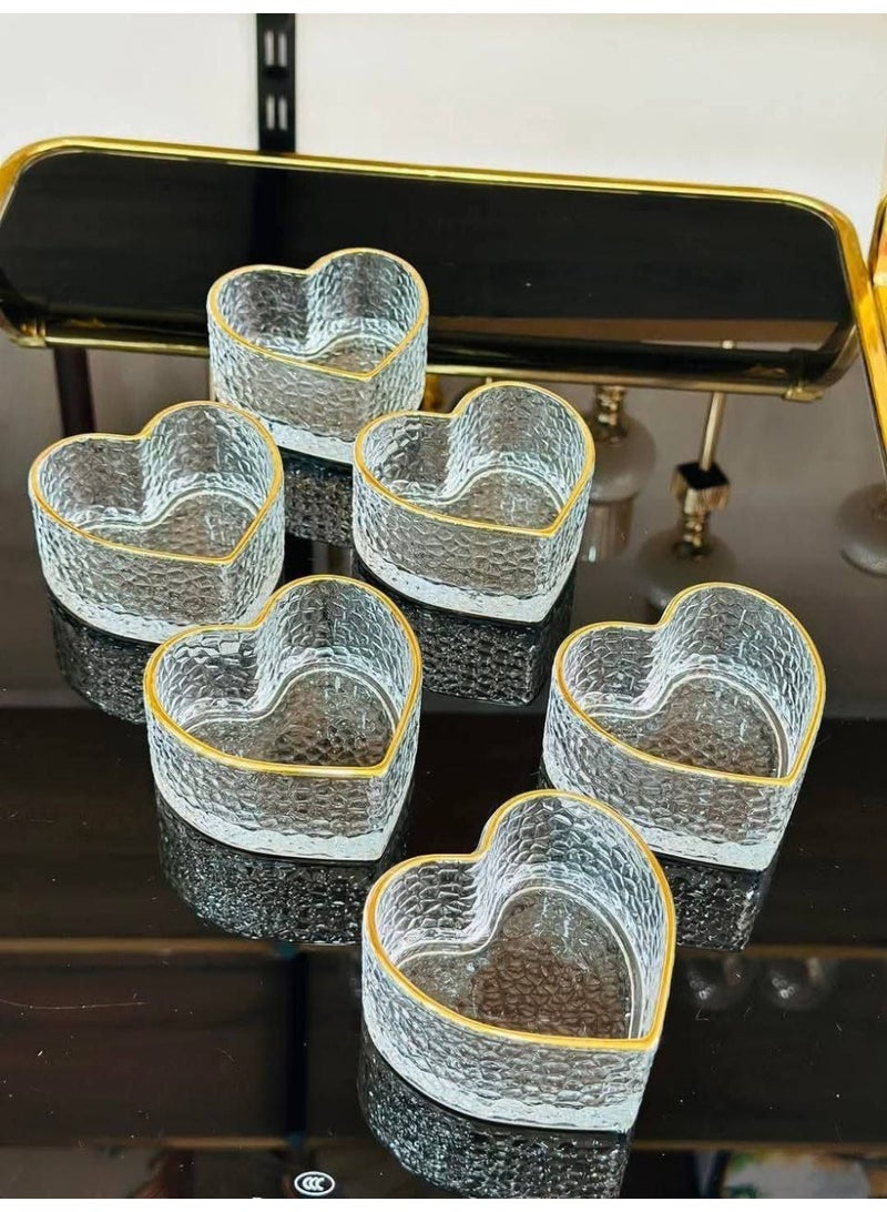 طقم بوله قلب حز مدهب 6 حبات زجاج كريستال - Image 2