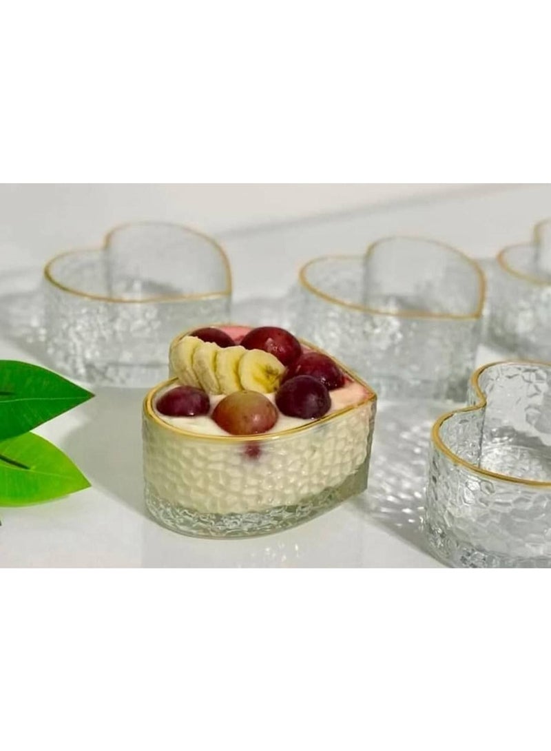 طقم بوله قلب حز مدهب 6 حبات زجاج كريستال - Image 3