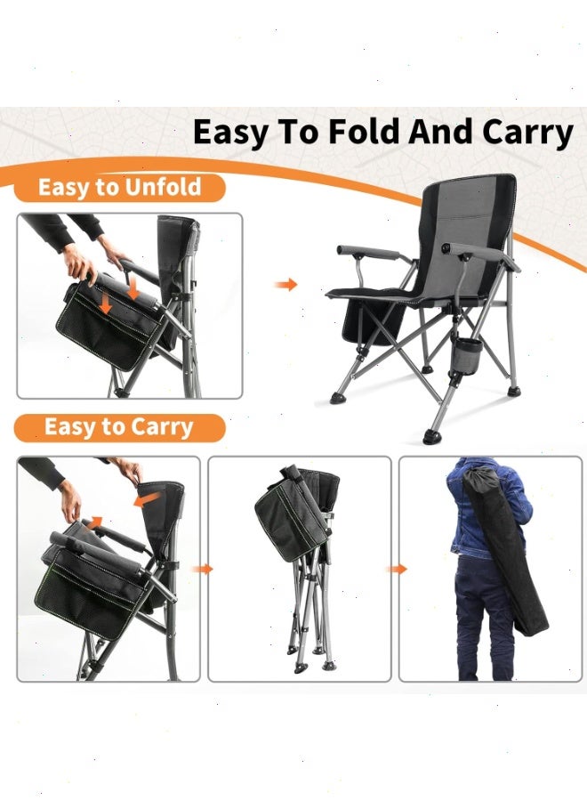 يواوليتي كرسي تخييم قابل للطي كبير الحجم مع حقيبة حمل، يشمل حامل أكواب، كرسي قابل للطي محمول (رمادي) - Image 5