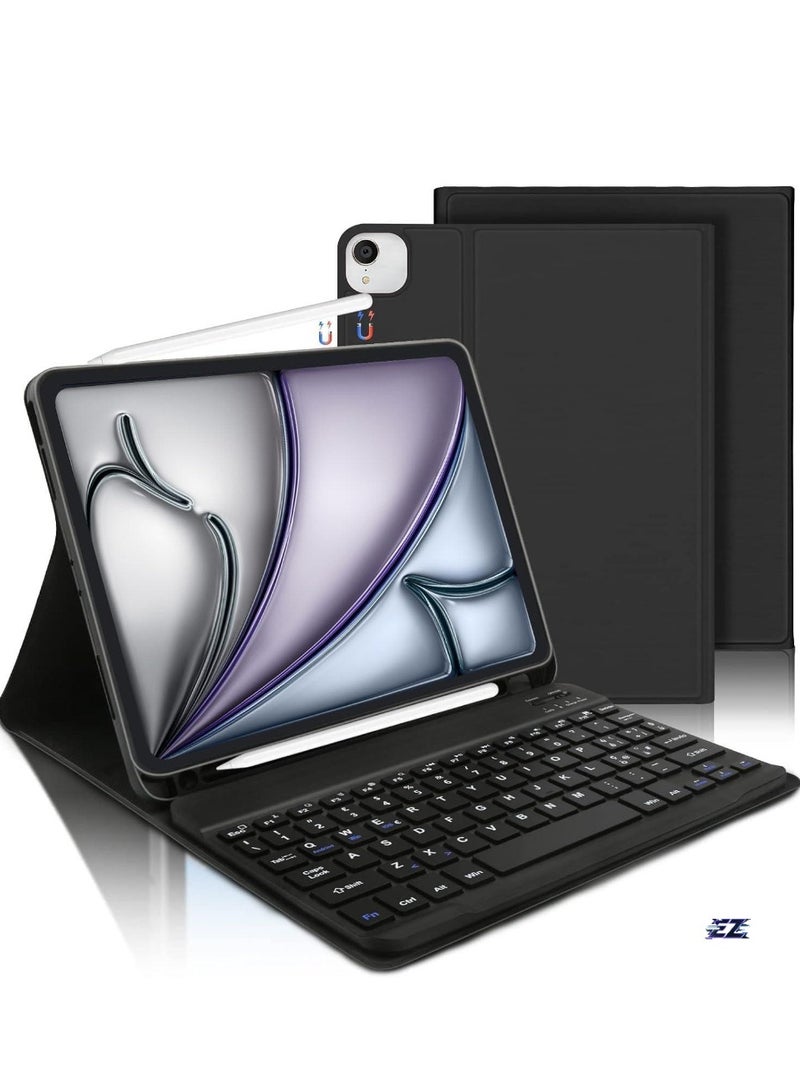 ELTRAZONE Slim Protective Keyboard Case for iPad Air 11 Inch M2 – Wireless Keyboard for iPad Air 5/4 & iPad Pro 11" (1-4 Gen), Dual Language Layout (Black) - Image 1